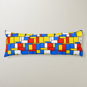 Coussins Longs Mondrian a inspiré le motif jaune bleu rouge de