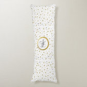 Coussins Longs Monogram Gold Leaf Print Silver Confetti (Devant (Vertical))