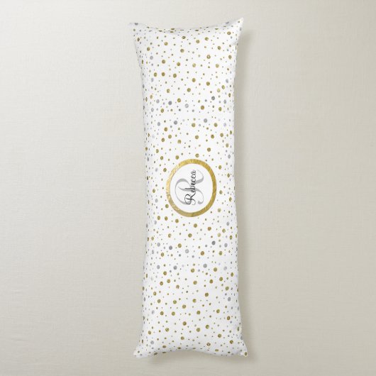 Coussins Longs Monogram Gold Leaf Print Silver Confetti (Dos (Vertical))