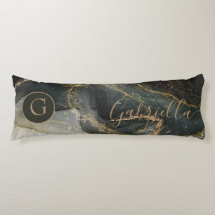 Coussins Longs Monogramme Abstrait en marbre noir