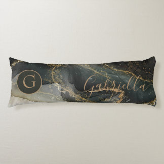Coussins Longs Monogramme Abstrait en marbre noir