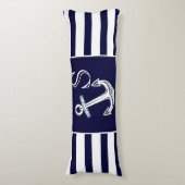 Coussins Longs Monogramme Ancre marine Bleu Bleu Bandes blanches (Devant (Vertical))
