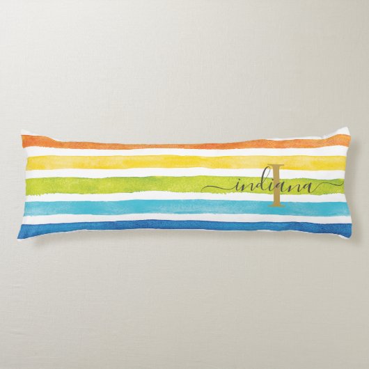 Coussins Longs Monogramme arc-en-ciel Nom Initial Script Personna (Devant)