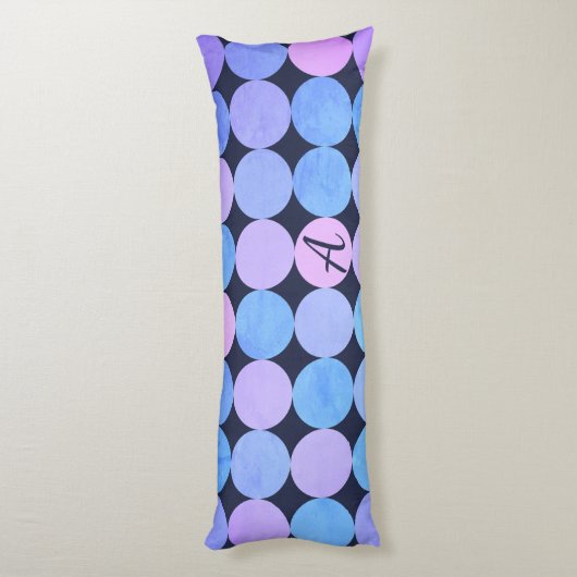 Coussins Longs Monogramme bleu pourpre et rose des cercles (Dos (Vertical))