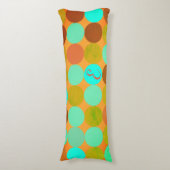 Coussins Longs Monogramme Cercles Turquoise Bleu Vert & Orange (Devant (Vertical))