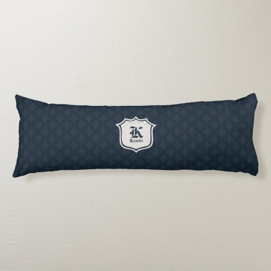 Coussins Longs Monogramme classique profond de coutume de marine (Devant)