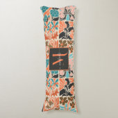 Coussins Longs Monogramme coloré Script Retro motif floral (Devant (Vertical))