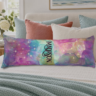 Coussins Longs Monogramme d'art de marbre coloré élégant