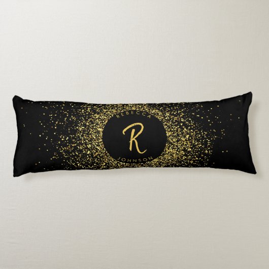 Coussins Longs Monogramme de cadre Parties scintillant or et noir (Dos)