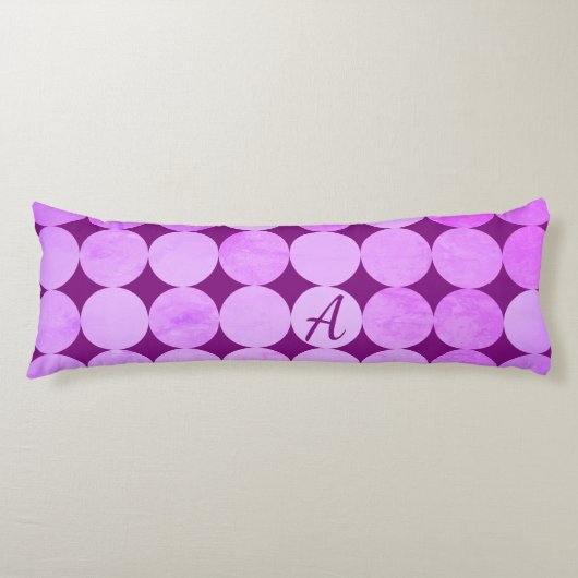 Coussins Longs Monogramme de cercles violets, magenta et roses (Devant)