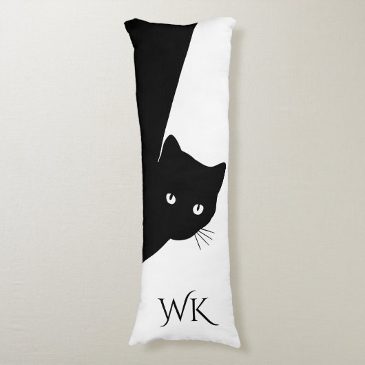 Coussins Longs Monogramme de chat noir rusé (Devant (Vertical))