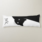 Coussins Longs Monogramme de chat noir rusé (Devant)