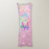 Coussins Longs monogramme de la fausse parties scintillant rose u (Dos (Vertical))