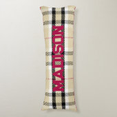 Coussins Longs Monogramme de mode préppie beige personnalisé (Devant (Vertical))