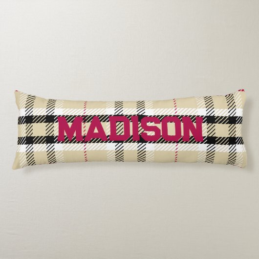 Coussins Longs Monogramme de mode préppie beige personnalisé (Devant)