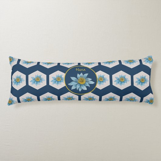 Coussins Longs Monogramme de Motif de Lily géométrique japonais (Devant)