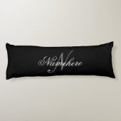 Coussins Longs Monogramme de nom noir et blanc personnalisé uniqu (Dos)