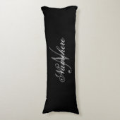 Coussins Longs Monogramme de nom noir et blanc personnalisé uniqu (Devant (Vertical))