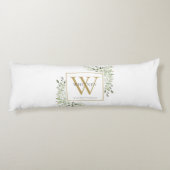 Coussins Longs Monogramme d'or de la verdure moderne (Dos)