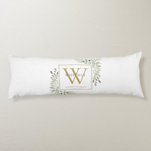 Coussins Longs Monogramme d'or de la verdure moderne (Dos)