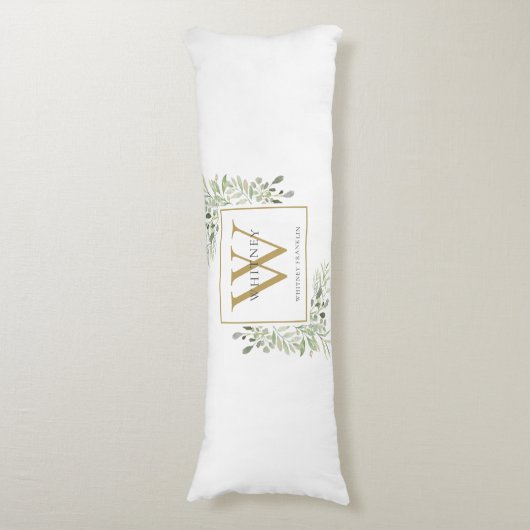 Coussins Longs Monogramme d'or de la verdure moderne (Devant (Vertical))