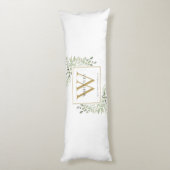 Coussins Longs Monogramme d'or de la verdure moderne (Dos (Vertical))