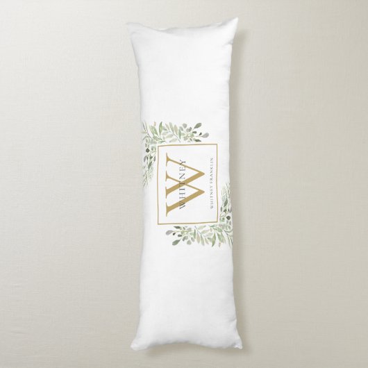 Coussins Longs Monogramme d'or de la verdure moderne (Dos (Vertical))