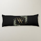 Coussins Longs Monogramme doré de verdure moderne noir (Dos)