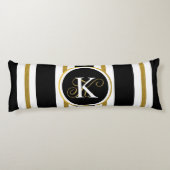 Coussins Longs Monogramme Elégant Noir & Or Personnalisé (Dos)