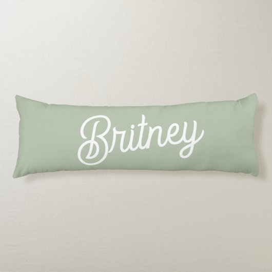 Coussins Longs Monogramme et nom personnalisés de Sage Vert moder (Devant)