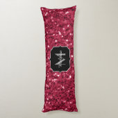Coussins Longs Monogramme faux scintillements rose rouge magenta (Dos (Vertical))