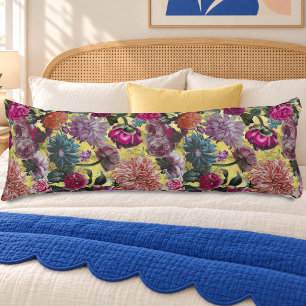 Coussins Longs Monogramme floral jaune élégant vintage