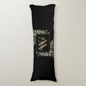 Coussins Longs Monogramme floral personnalisé en or noir (Devant (Vertical))