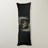 Coussins Longs Monogramme floral personnalisé en or noir (Dos (Vertical))