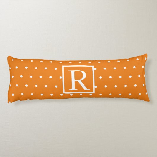 Coussins Longs Monogramme initial orange blanc Pois mou (Dos)