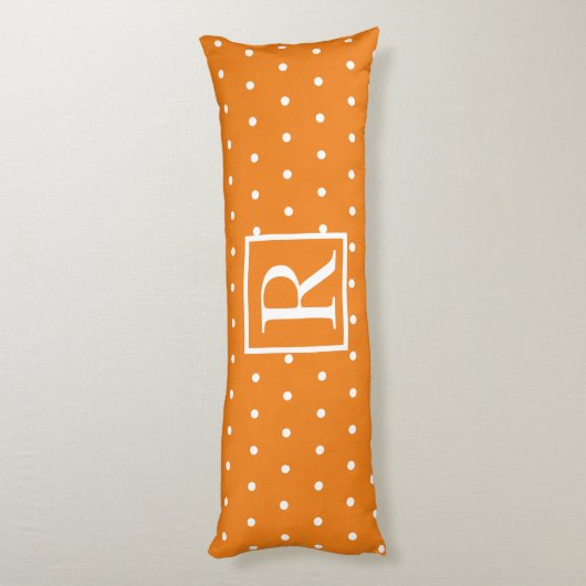 Coussins Longs Monogramme initial orange blanc Pois mou (Dos (Vertical))