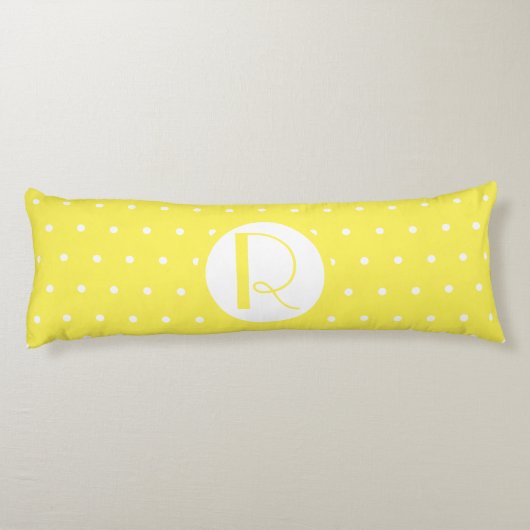 Coussins Longs Monogramme initial Pois jaune vif (Dos)