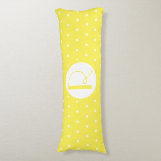Coussins Longs Monogramme initial Pois jaune vif (Devant (Vertical))