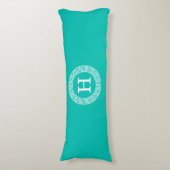Coussins Longs Monogramme initial turquoise Wht Key grecque (Devant (Vertical))