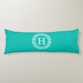 Coussins Longs Monogramme initial turquoise Wht Key grecque (Devant)