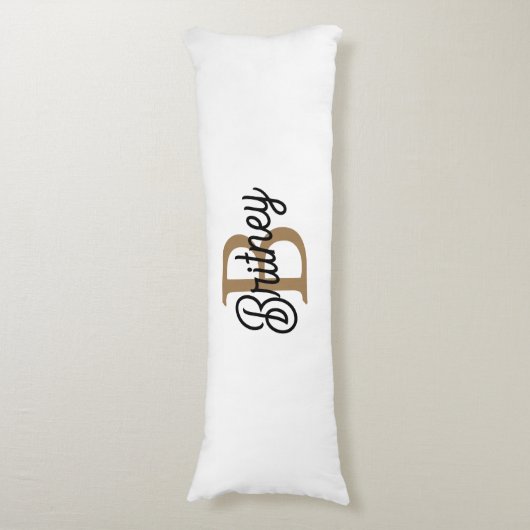 Coussins Longs Monogramme moderne élégant Nom Black Gold Script (Devant (Vertical))