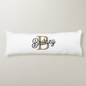 Coussins Longs Monogramme moderne élégant Nom Black Gold Script (Devant)