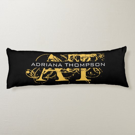 Coussins Longs Monogramme moderne en noir et or (Dos)