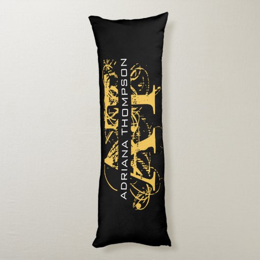 Coussins Longs Monogramme moderne en noir et or (Dos (Vertical))