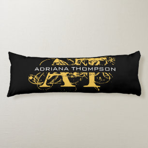 Coussins Longs Monogramme moderne en noir et or