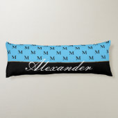 Coussins Longs Monogramme moderne Noir Bleu clair (Dos)