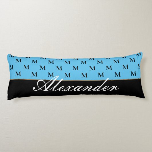 Coussins Longs Monogramme moderne Noir Bleu clair (Dos)