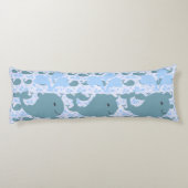 Coussins Longs Monogramme Motif de baleines bleues mignonnes (Dos)
