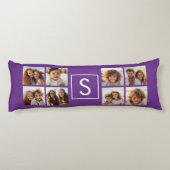 Coussins Longs Monogramme personnalisé Eggplant et collage photo  (Dos)