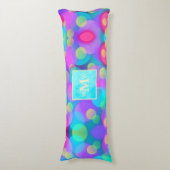 Coussins Longs Monogramme rose chaud et turquoise personnalisé (Devant (Vertical))